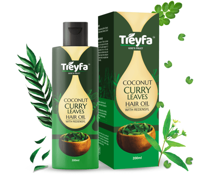 Treyfa Coconut curry leaves hair oil for hair strengthening, hair growth, and naturally black hair