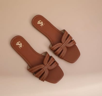 Tan Casual Strappy Sliders-35