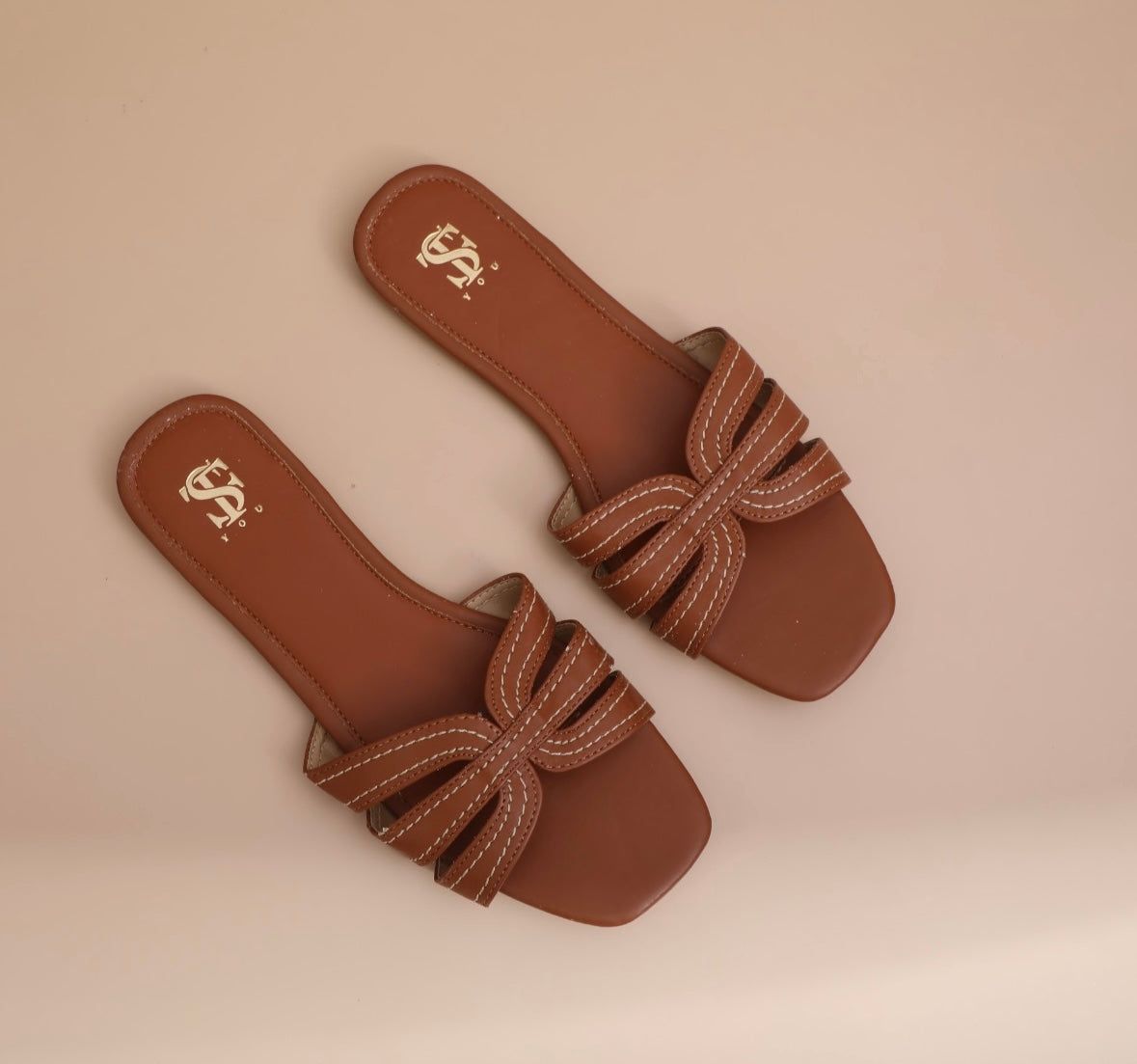 Tan Casual Strappy Sliders-35
