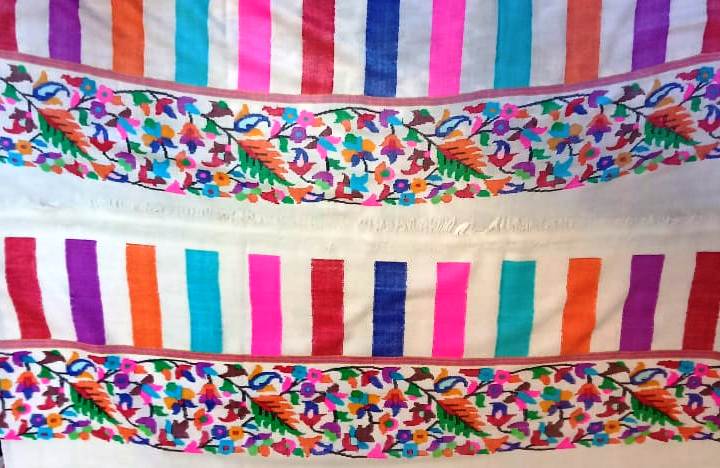 Hand Embroidered Kashmiri Stole with Floral Border