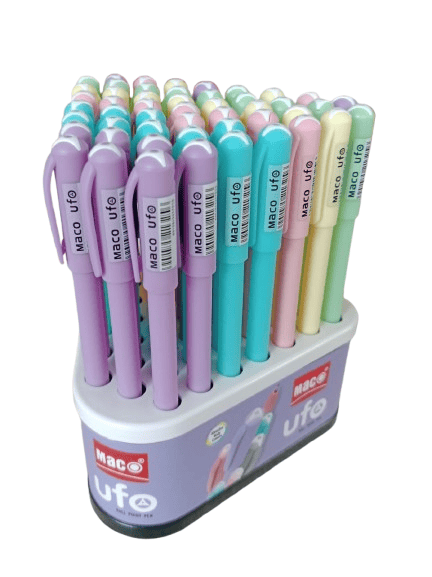 Maco UFO Ballpoint Pen Tumbler of 50| Sleek Body & Minimalistic Design | Smooth Writing Ball Pen (Pack of 50, Ink Color - Blue)
