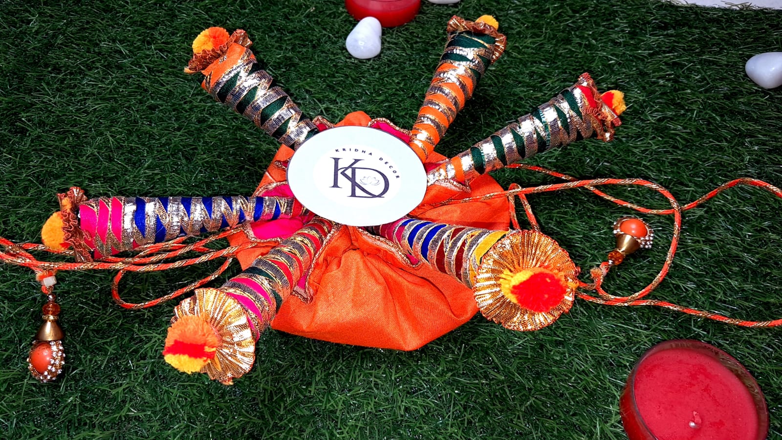 Mehndi Ceremony Platter with Natural Henna Cones( Pack of 6)