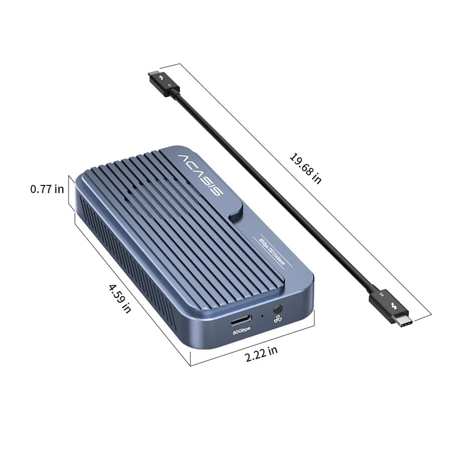 ACASIS 80Gbps M.2 NVMe SSD Enclosure with Intel Certified JHL9480 Chipset, in-Built Cooling Fan for MacBook/Mac Mini M4 Pro, Razer Blade18, Up to 8TB