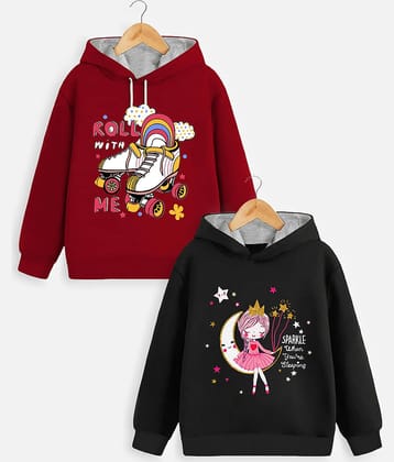 Trampoline Pack of 2 Girls Cotton Blend Sweatshirt ( Red & Black )