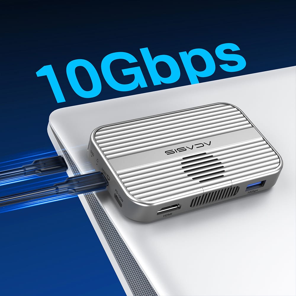 ACASIS 6-in-1 USB-C M.2 2280/2260/2242/2230 SSD Enclosure + Docking Station with Magsafe for iPhone 15/16 Pro/Max ProRes, M/B+M Key UASP