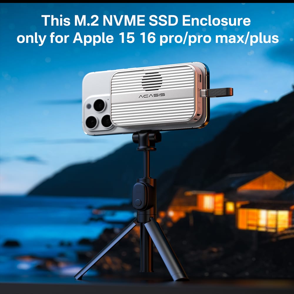 ACASIS 6-in-1 USB-C M.2 2280/2260/2242/2230 SSD Enclosure + Docking Station with Magsafe for iPhone 15/16 Pro/Max ProRes, M/B+M Key UASP