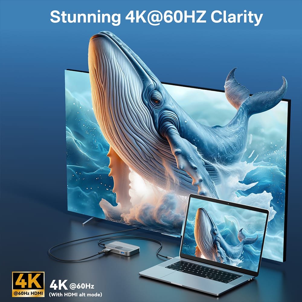 ACASIS 6-in-1 USB-C M.2 2280/2260/2242/2230 SSD Enclosure + Docking Station with Magsafe for iPhone 15/16 Pro/Max ProRes, M/B+M Key UASP