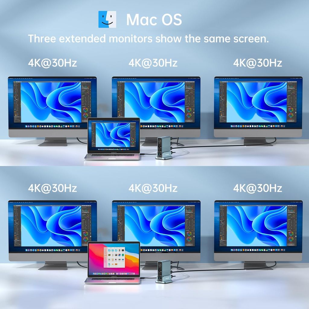 ACASIS USB C 15-in-1 Docking Station Triple Display Monitor, 100W PD, Dual 4KHDMI, DP 4K60Hz, 2*USB 3.1, 3*USB 3.0, LAN, SD/TF, Audio, for Mac/Windows