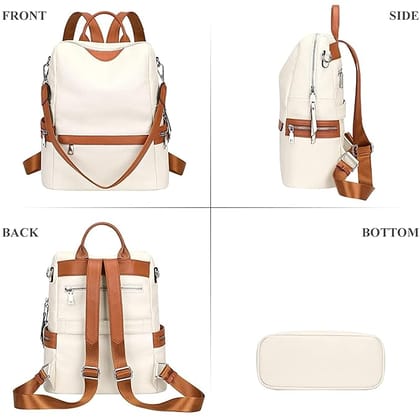 ProArch Genuine Leather Backpack Purse for Women Convertible Shoulder Bag (White)