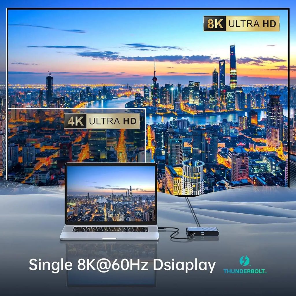 ACASIS 6 in 1 Thunderbolt 4 Mini Dock, Single 8K or Dual 4K60Hz Display,120W DC Charging, Works with Thunderbolt 4/3/USB4, for Hosts Laptop/PC/MacBook