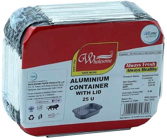 Wholesome – Aluminium Container 25U (250 ML)