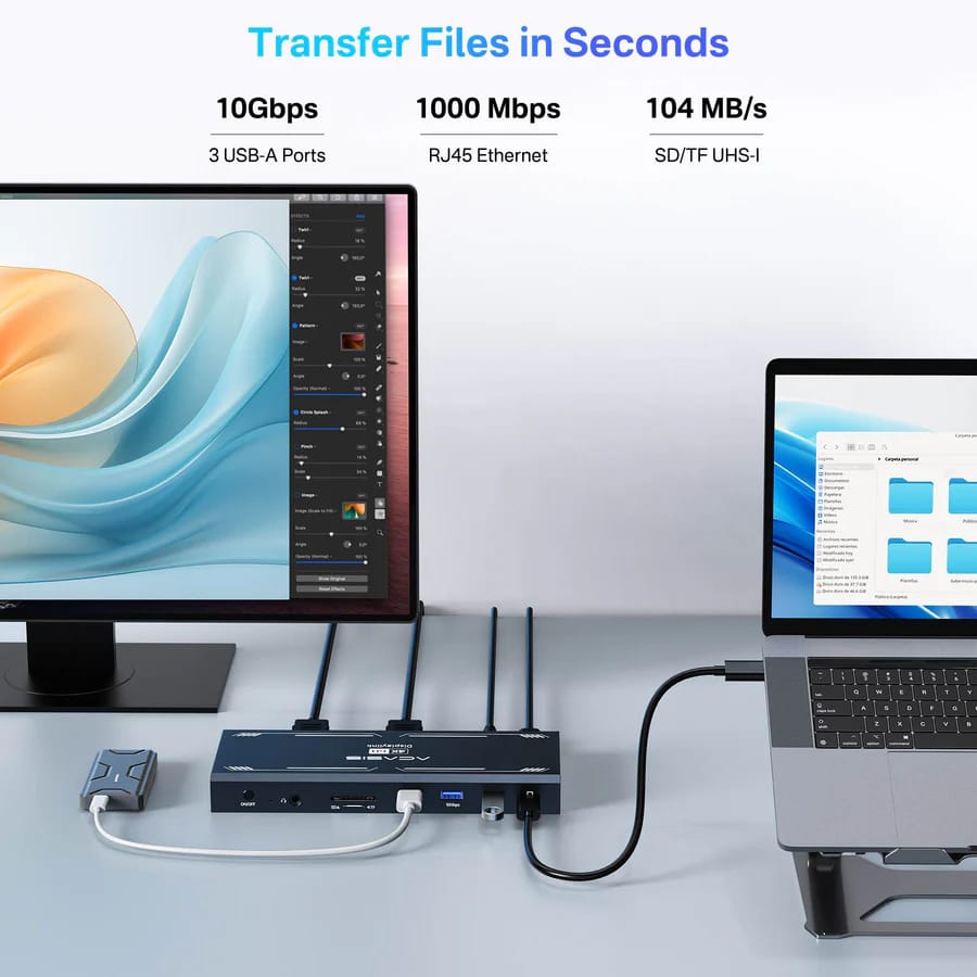 ACASIS Displaylink Docking Station Dual Monitor for MacBook M1/M2/M3/Windows,2*DisplayPort, 2*HDMI, 100W PD Charge, SD/TF, Ethernet,Audio, 3*USB 3.1