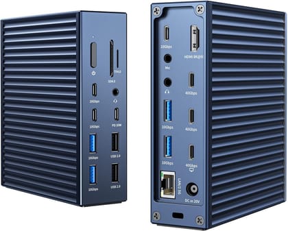 ACASIS Thunderbolt 4 Dock-21 Ports, Dual Monitor, 8K60Hz HDMI, 2.5 GbE, SD/TF4.0,10Gbps USB C/A 3.2 Gen2, 3.5mm, 40Gbps Dock for Mac M1/M2/M3 Pro/Max