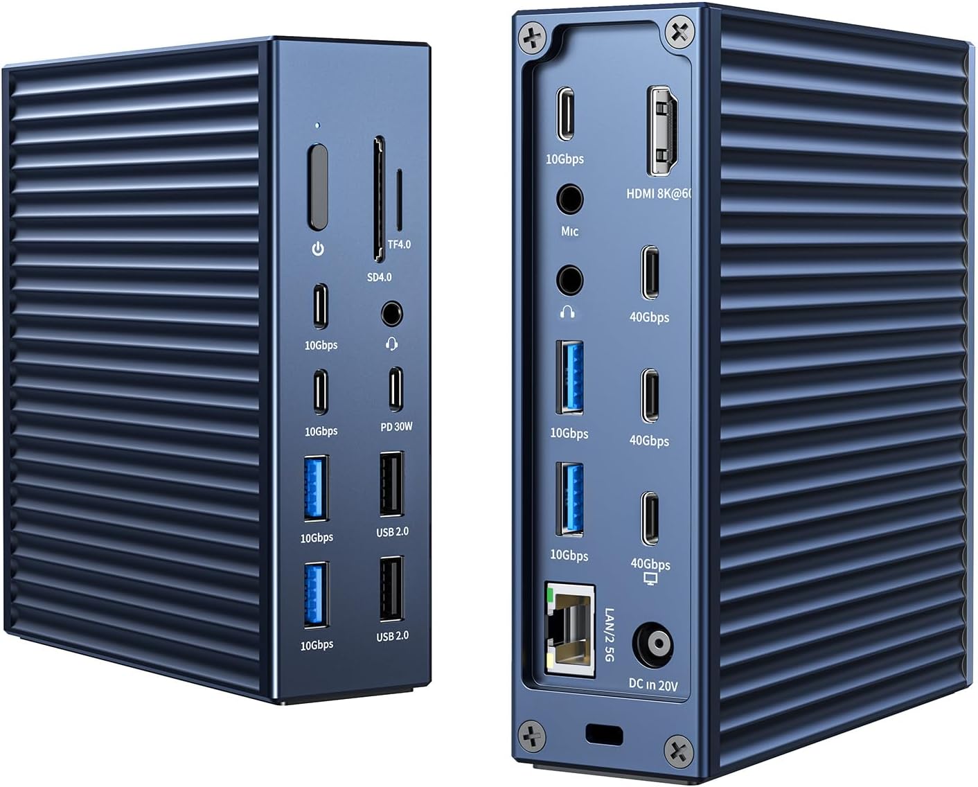 ACASIS Thunderbolt 4 Dock-21 Ports, Dual Monitor, 8K60Hz HDMI, 2.5 GbE, SD/TF4.0,10Gbps USB C/A 3.2 Gen2, 3.5mm, 40Gbps Dock for Mac M1/M2/M3 Pro/Max
