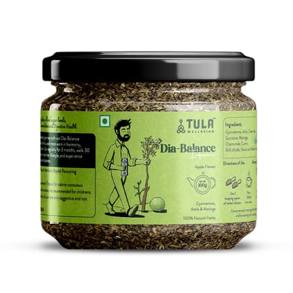 TULA Wellbeing Dia-Balance Infusion | Apple Flavored Functional Herbal Tea | Regulates Blood Sugar & Enhances Metabolism | 100g