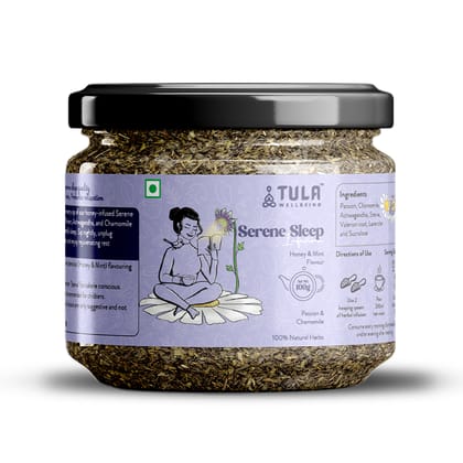 TULA Wellbeing Serene Sleep Infusion | Functional Herbal Tea | 100% Natural Herbs | Honey & Mint Flavor | 100g | 50 Servings