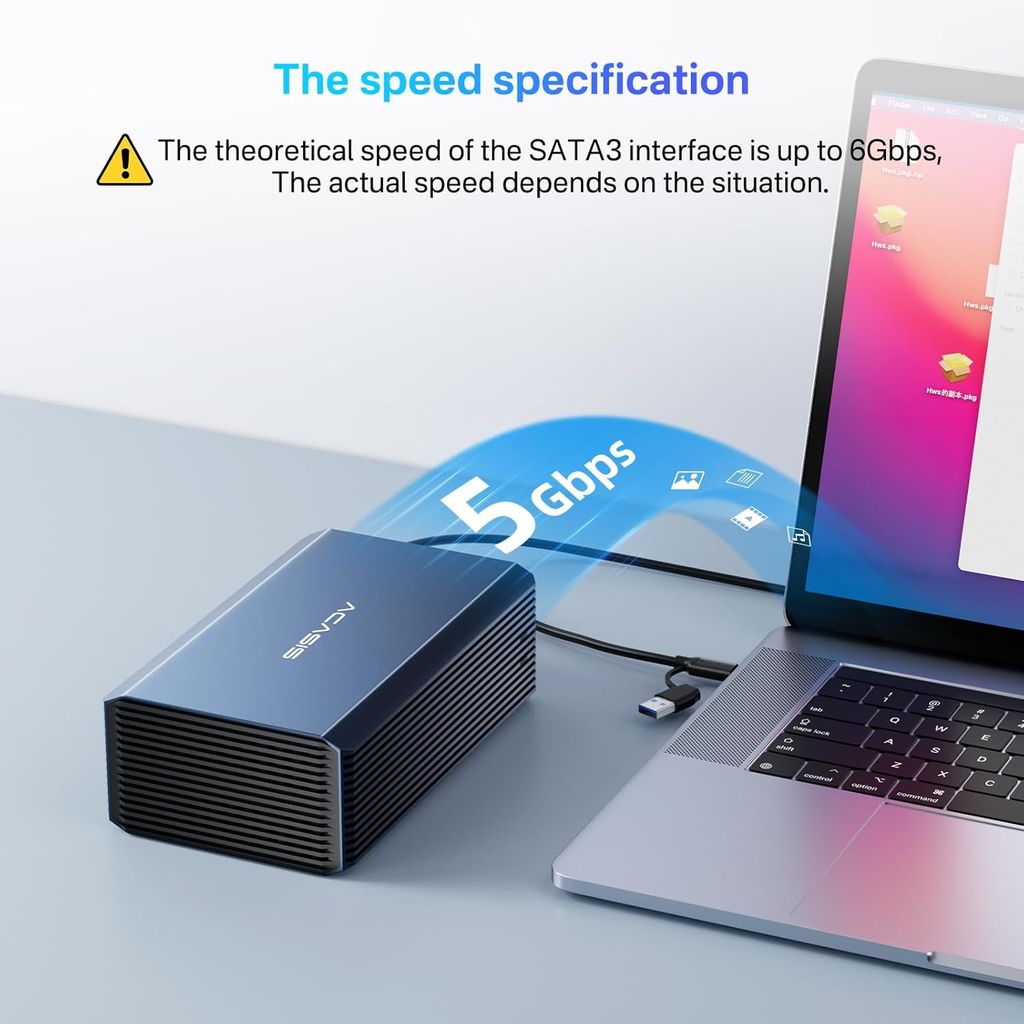 ACASIS External Dual-Drive RAID Enclosure with Cooling Fan for 2.5/3.5″ SATA HDD/SSD, USB A/C 3.0, Support RAID 0/1/JBOD/SPAN, 6Gbps with UASP, 36TB