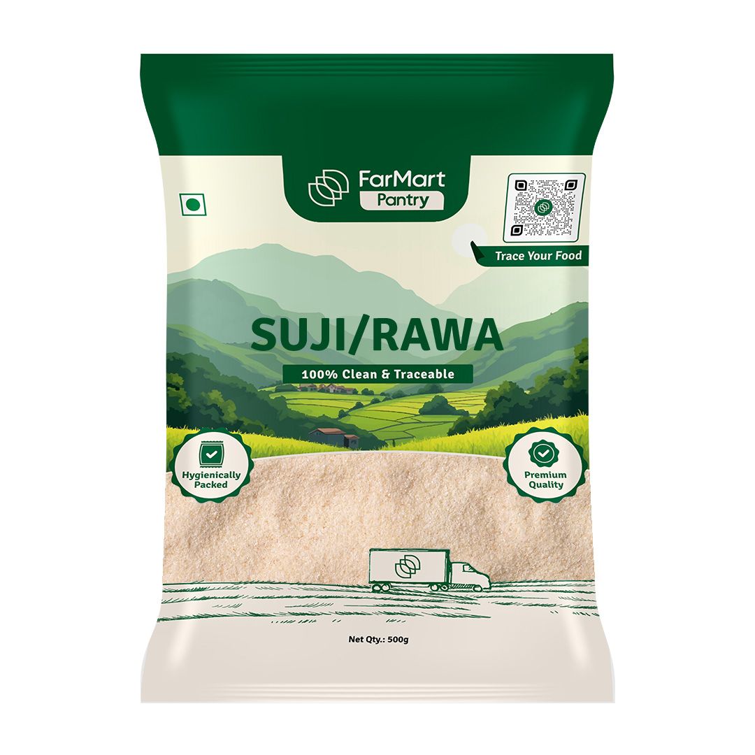 FarMart Pantry Suji/Rawa (500 g) | 100% Whole Wheat Atta | Rich in Protein & Fibre | 100% Pure & Natural