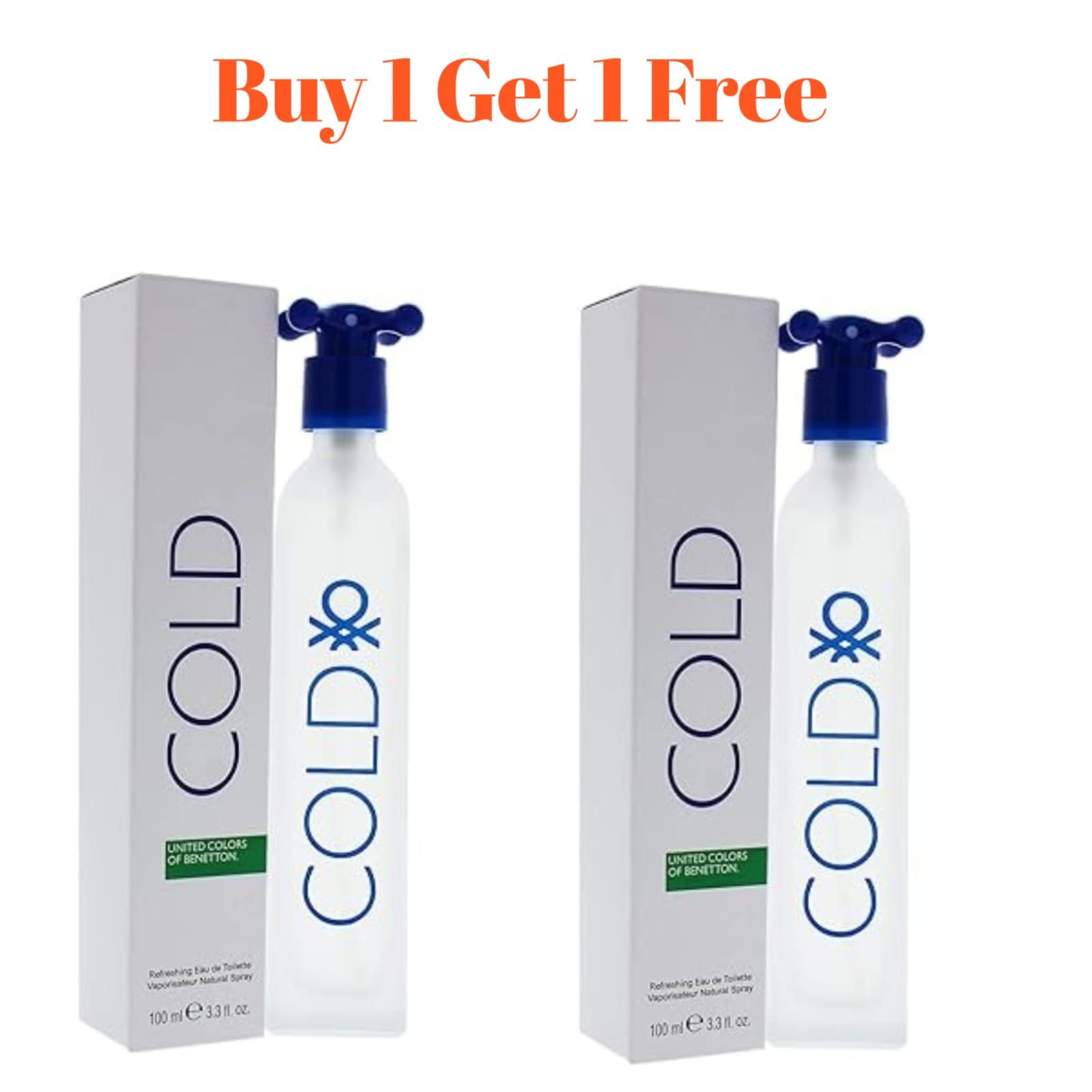 United Colors of Benetton Cold Eau De Toilette Spray for Women and Men, 100ml Buy 1 Get 1 Free