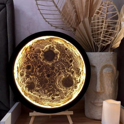 Moon Lamp Making Kit with LED Light for DIY Craft & Home Décor | Includes MDF Base, Easel Stand, Paints, Putty Powder & Brush | Gift Box Packaging
