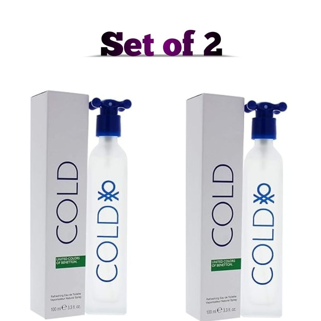 United Colours of Benetton Cold EDT for Men, 100ml Perfume Set of 2 Perfume