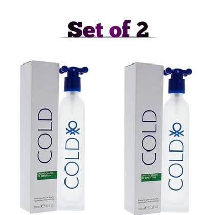 United Colours of Benetton Cold EDT for Men, 100ml Perfume Set of 2 Perfume