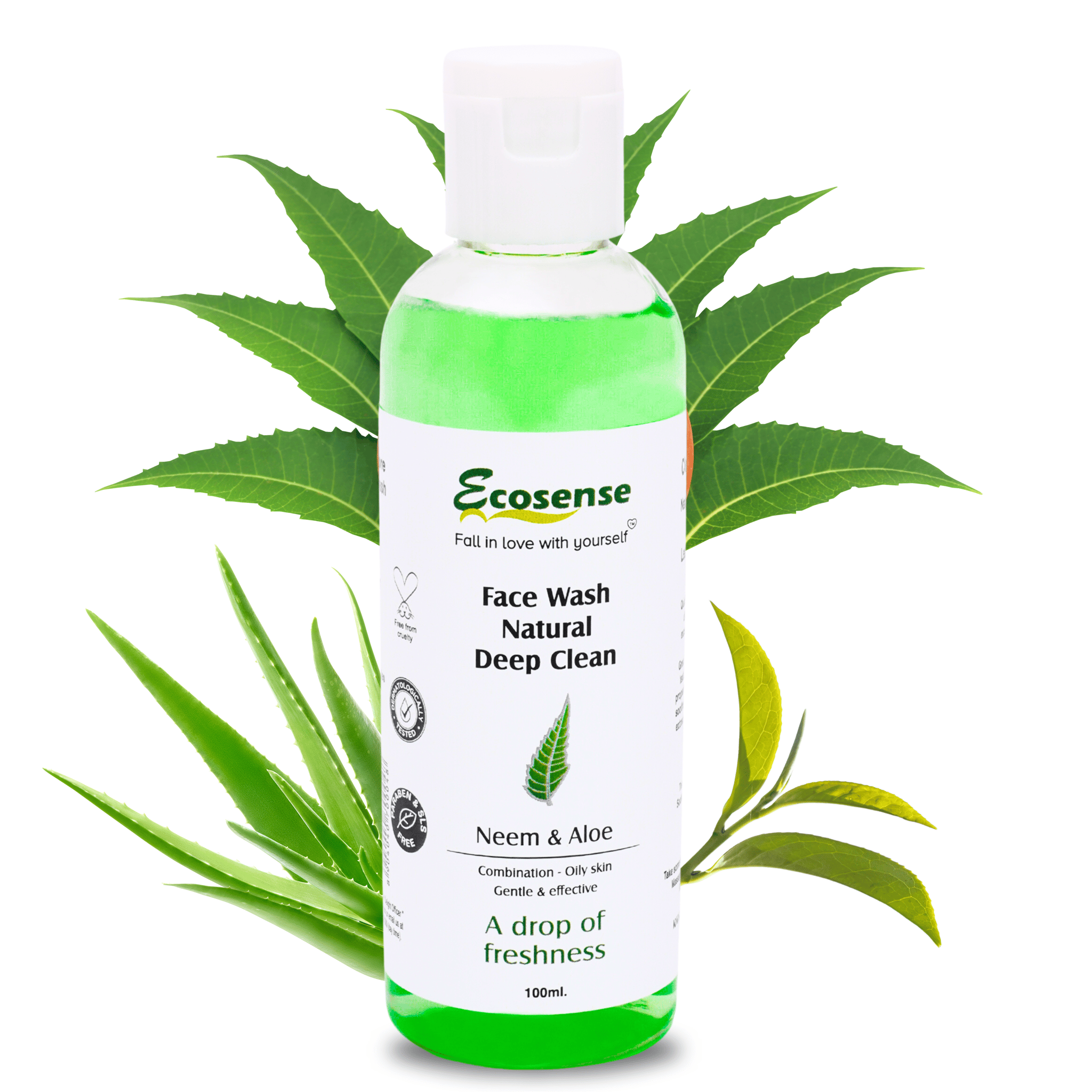 Ecosense Neem & Aloe Vera Face wash with Tea Tree Extract for Acne & Pimples | Detoxifies Skin | Purifies for Glowing Skin Face Wash  (100 ml)