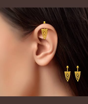 LUV FASHION Golden Drop Earrings ( Pack of 1 )