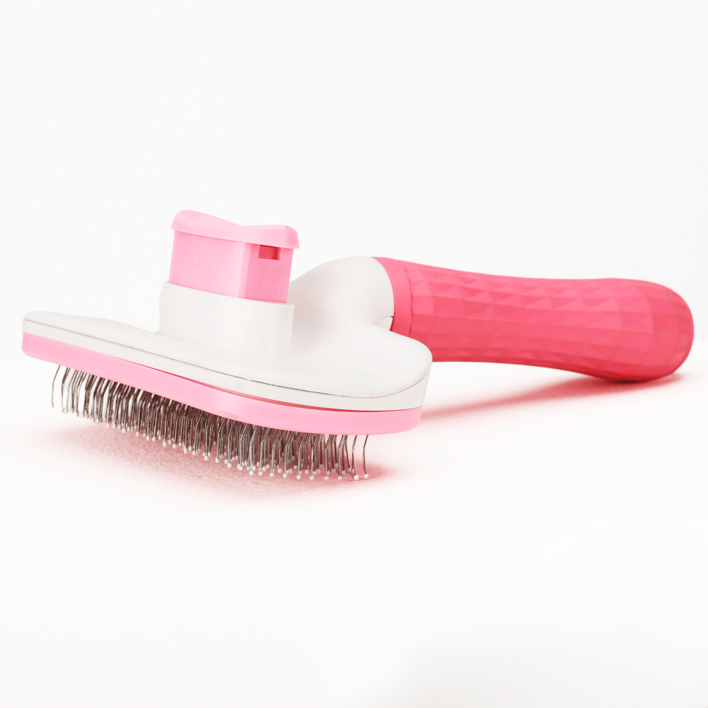 Skatrs Self Clean Slicker Brush with Metal Bristles for Dogs and Cats (Pink) Skatrs Self Clean Slicker Brush with Metal Bristles for Dogs and Cats (Pink) - Pack of 1