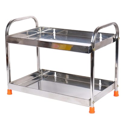 Spice Rack for kitchen storage|Stainless Steel 2 Tier Multipurpose Organizer Rack