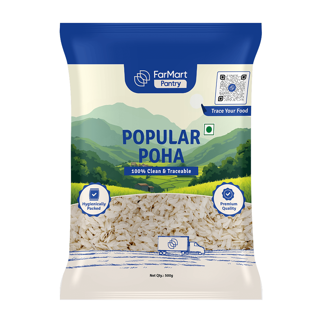FarMart Pantry Popular Poha (500g) | Premium Flattened Rice | Light, Fluffy & Quick to Cook
