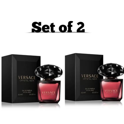 Versace Crystal Noir Eau De Toilette 90ml for Women Set of 2 - Intense Floral Woody Fragrance