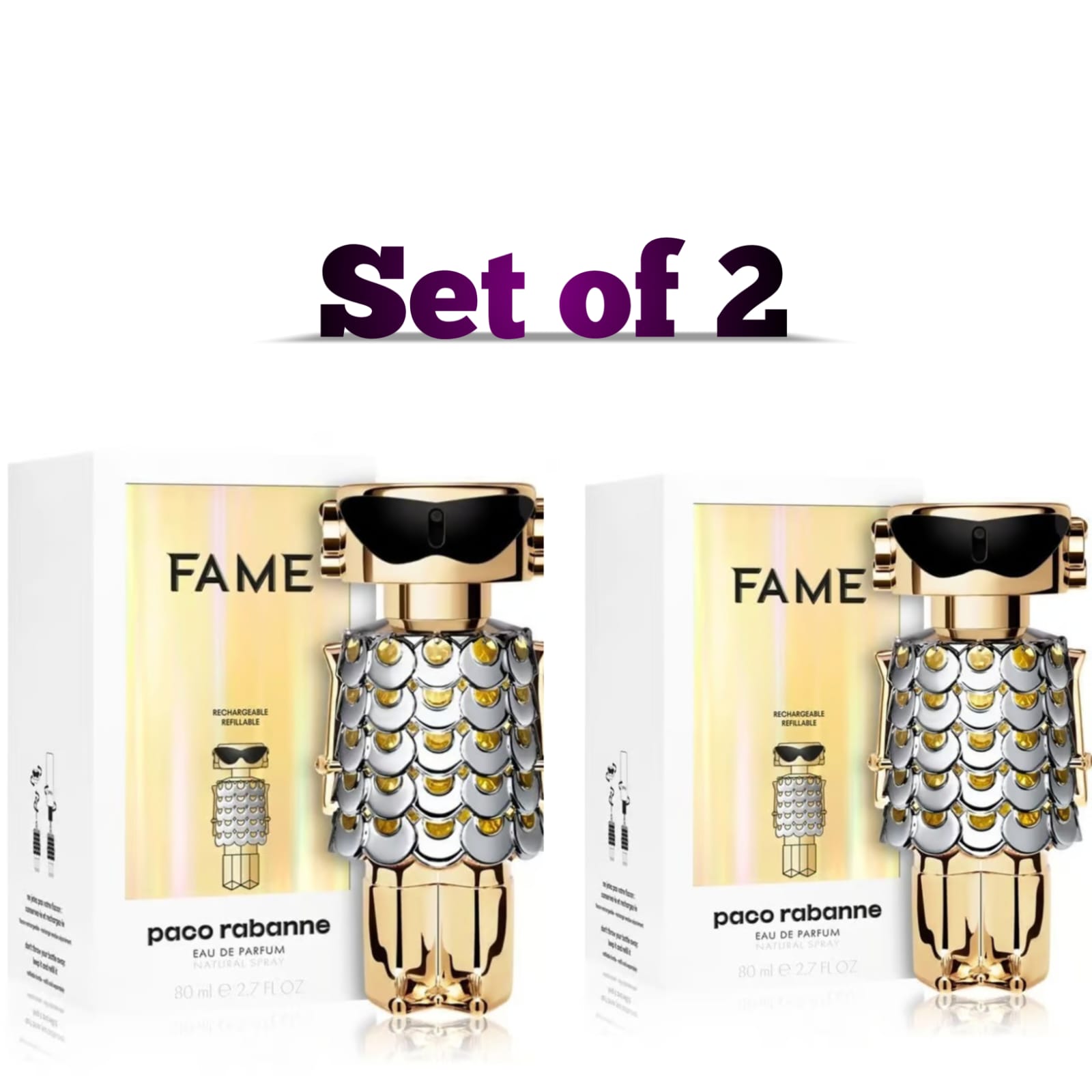 Paco Rabanne Fame Eau De Parfum 80ml for Women Set of 2 - Bold & Iconic Scent
