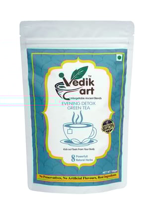 Evening Detox Green Tea - 100% Natural Ayurvedic Tea for Weight Loss, Digestion, and Detoxification - No Preservatives, No Artificial Flavors