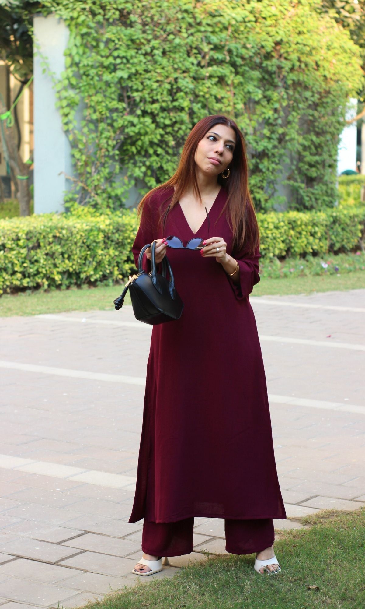 Wine Textured Coord-XXS