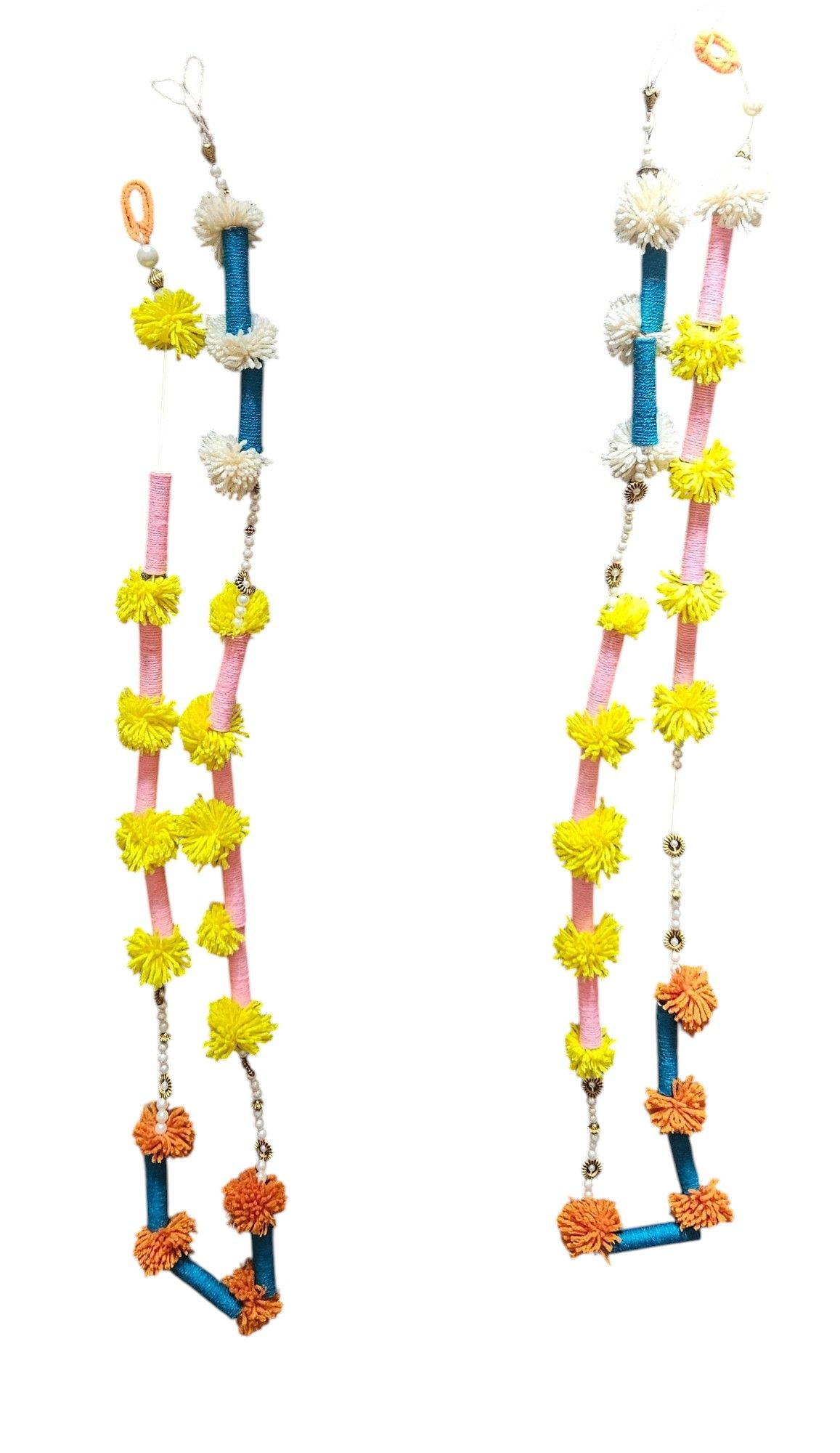 Handcrafted Decorative Woolen Door and Wall Hanging Decor/Home Decor/Diwali Gift - Pack of 2, 48 Inches Each
