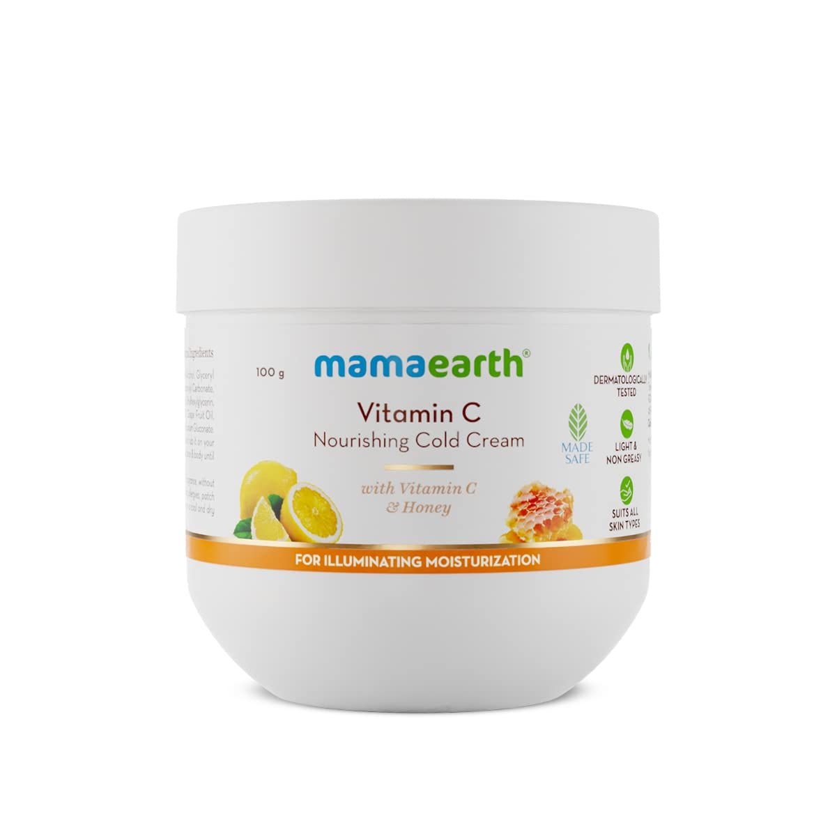 Mamaearth Vitamin C Nourishing Cold Cream for Face & Body with Vitamin C & Honey for Illuminating Moisturization – 100g Mamaearth Vitamin C Nourishing Cold Cream for Face & Body with Vitamin C & Honey for Illuminating Moisturization – 100g - 100 g (Pack