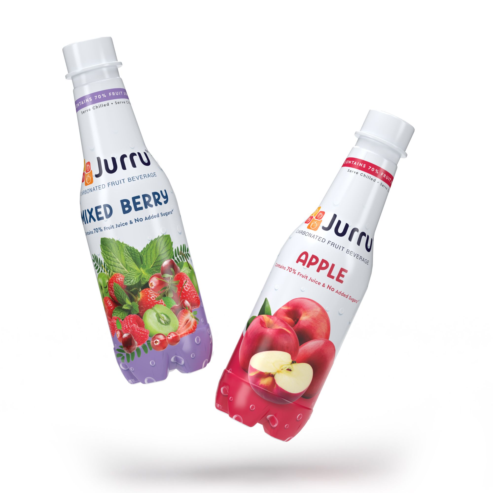JURRU Premium Crafted Fruit Soda | Mixed Berry (3) & Apple Fruit (3) | Pack of 6 | 250 ml