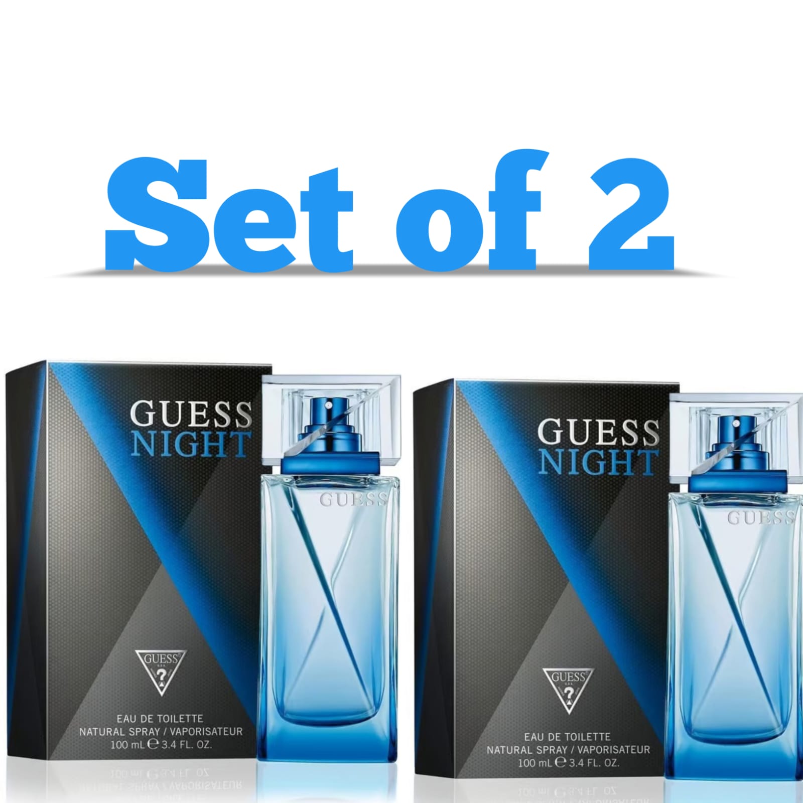 Guess Night Eau de Toilette Perfume Spray 3.4 fl oz/100ml for Men Woody & Oriental Fragrance Set of 2 Perfume