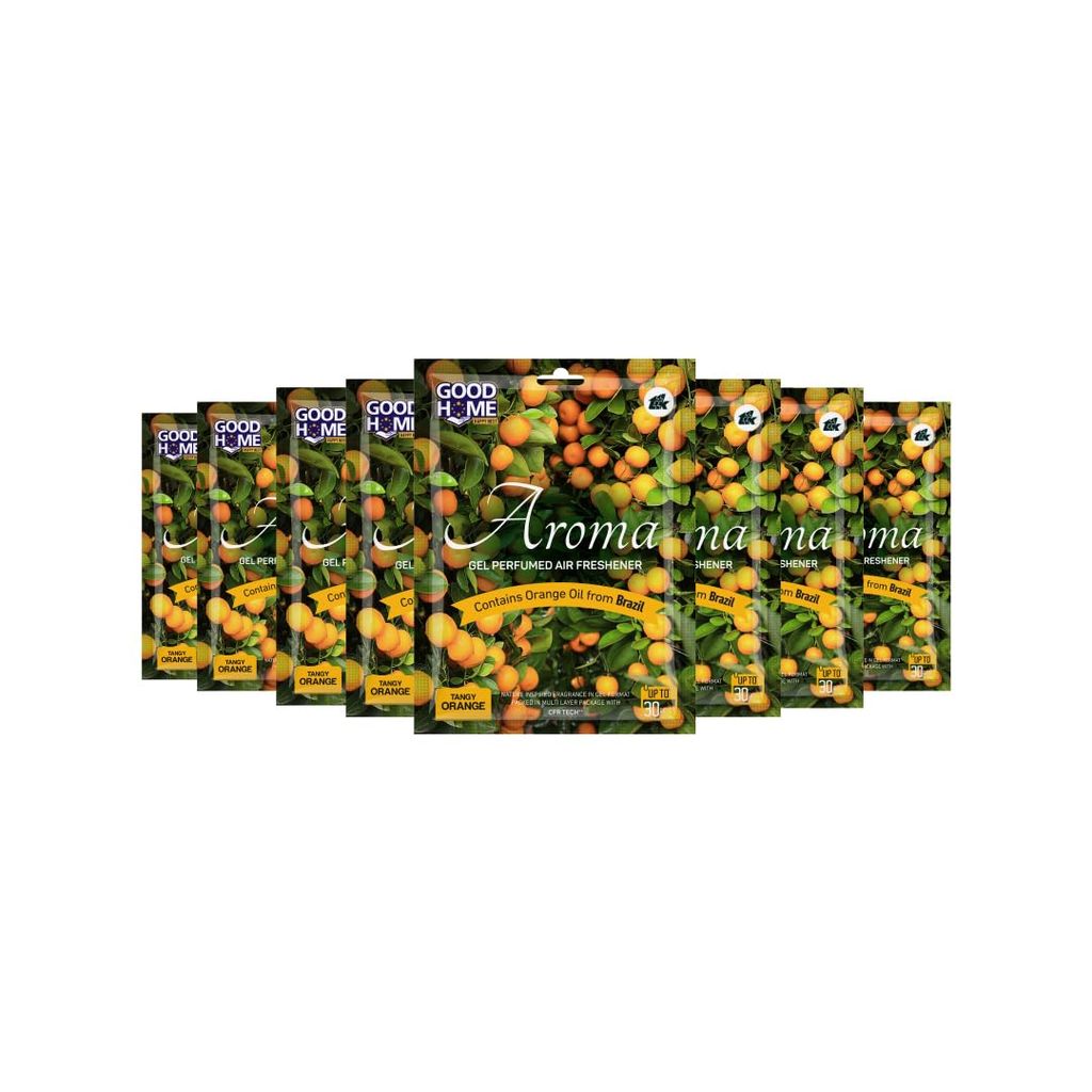 Good Home Air Freshener Aroma Gel |Long Lasting Premium Fragrance Booster |Skin Friendly for Home/Office/Bathrom(Tangy Orange - Pack of 8, 10g x 8)