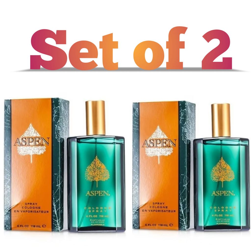 Aspen by Coty for Men Eau de Cologne 118ml - Fresh Woody Fragrance Set of 2