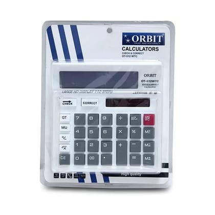 ORBIT OT-512 Calculator With Large Display 12 Digits White Color
