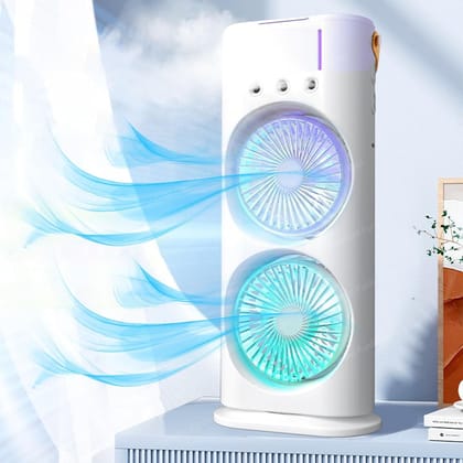 Portable Mist Fan | Double Sided Cooling Fan | Humidifier Fan with LED Light | Personal Air Cooler, Travel Mist Fan, Personal Air Cooler for Travel, Camping Room, Bedroom, Home