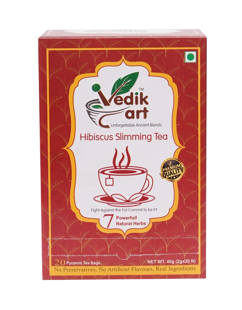 Hibiscus Slimming Tea for Powerful Natural Herbs (20 Tea Bag) The Perfect Way to Fight Fat and Commit to Being Fit. Try Vedikart Hibiscus Slimming Tea Today!  Enjoy a Guilt-Free Cup of Tea with Vedikart Hibiscus Slimming Tea