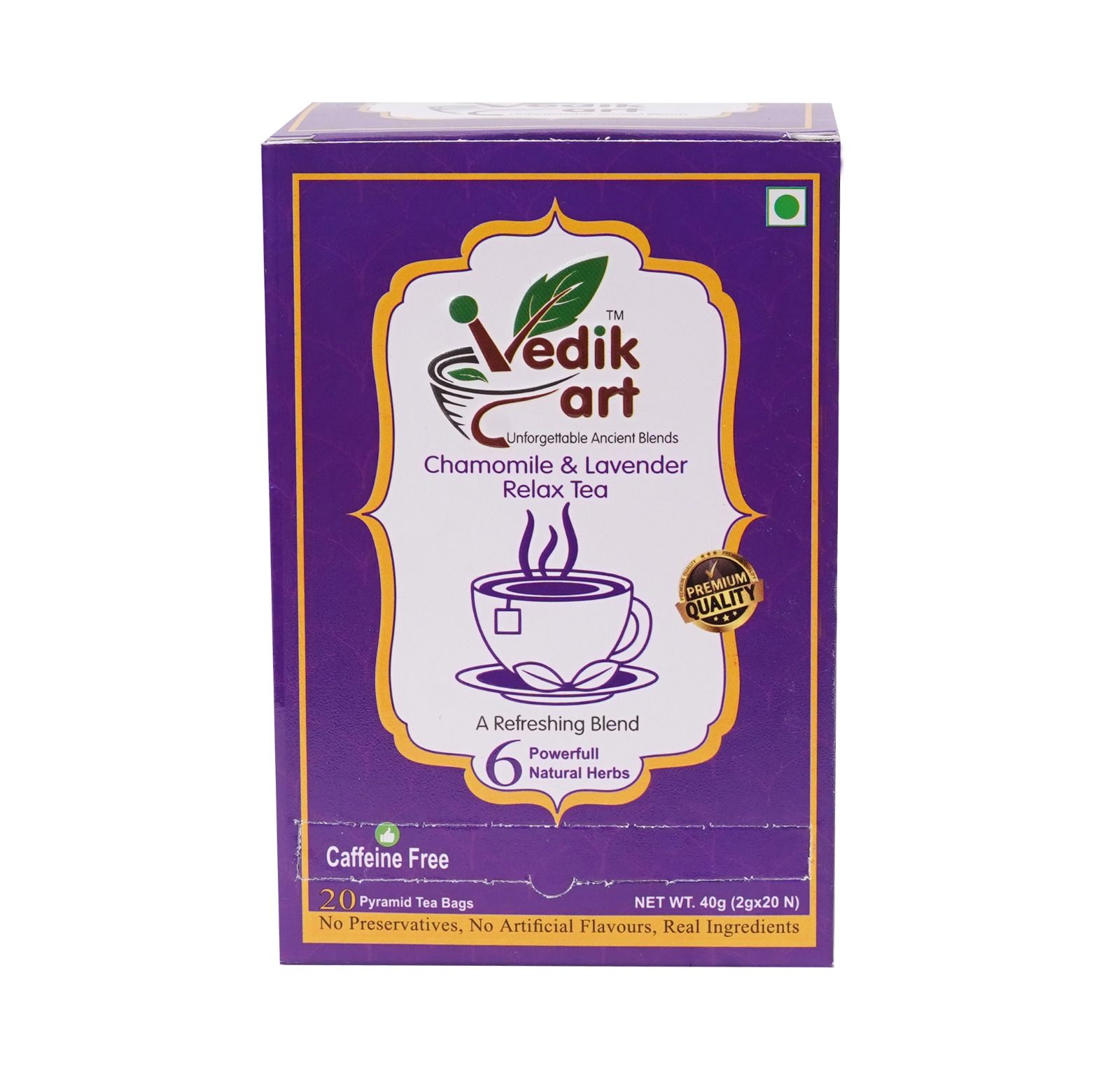 Chamomile & Lavender Relax Tea - Caffeine Free, 20 Pyramid Tea Bags"