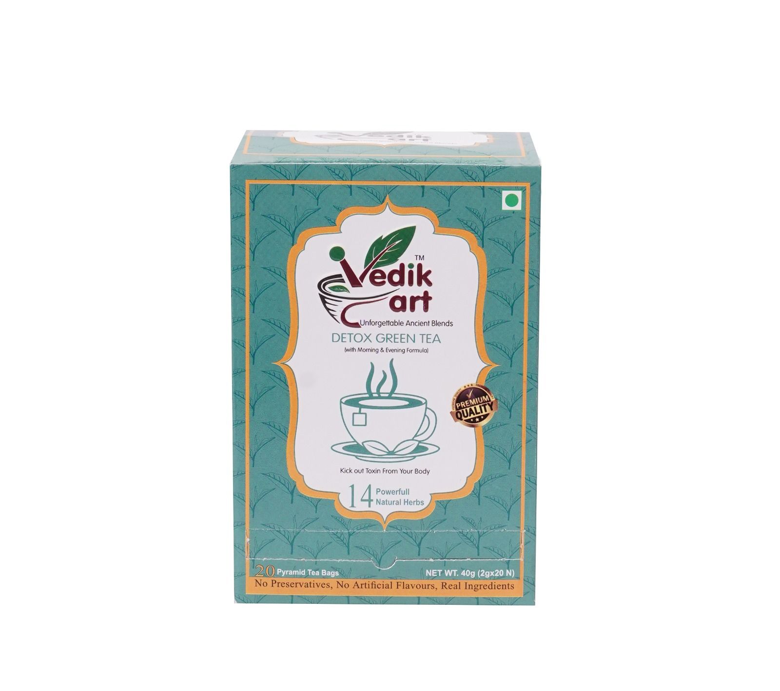  Detox Green Tea - 20 Pyramid Tea Bags - Unforgettable Ancient Blends - Kick out Toxin From Your Body - 14 Powerful Natural Herbs