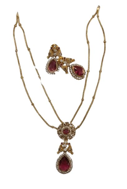  Buy Traditional Indian Gold Plated Ruby Necklace Set with Earrings for Women Online