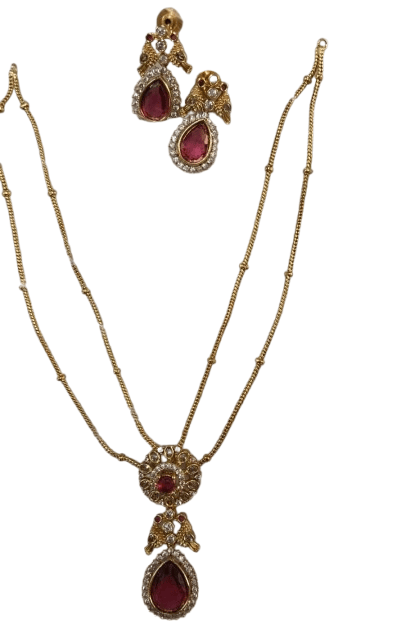  Buy Traditional Indian Gold Plated Ruby Necklace Set with Earrings for Women Online
