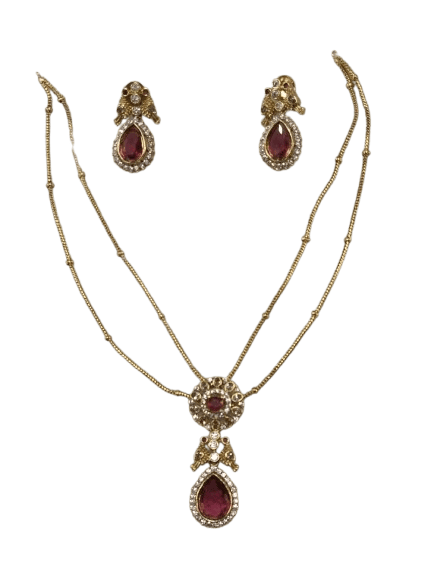 Buy Traditional Indian Gold Plated Ruby Necklace Set with Earrings for Women Online