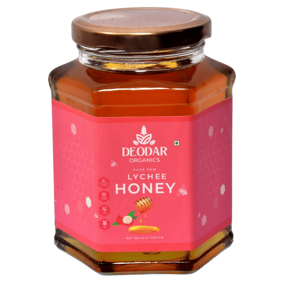 Deodar organics' 100% Pure Raw Lychee Flower Honey (500 GM)- No Additives Or Preservatives | Unheated | Unprocessed | 